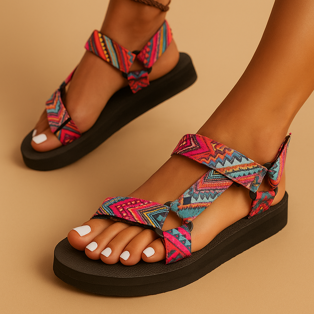 Women’s boho rope gladiator sandals with adjustable wrap style and lightweight sole, perfect for beach, holidays, and summer days.