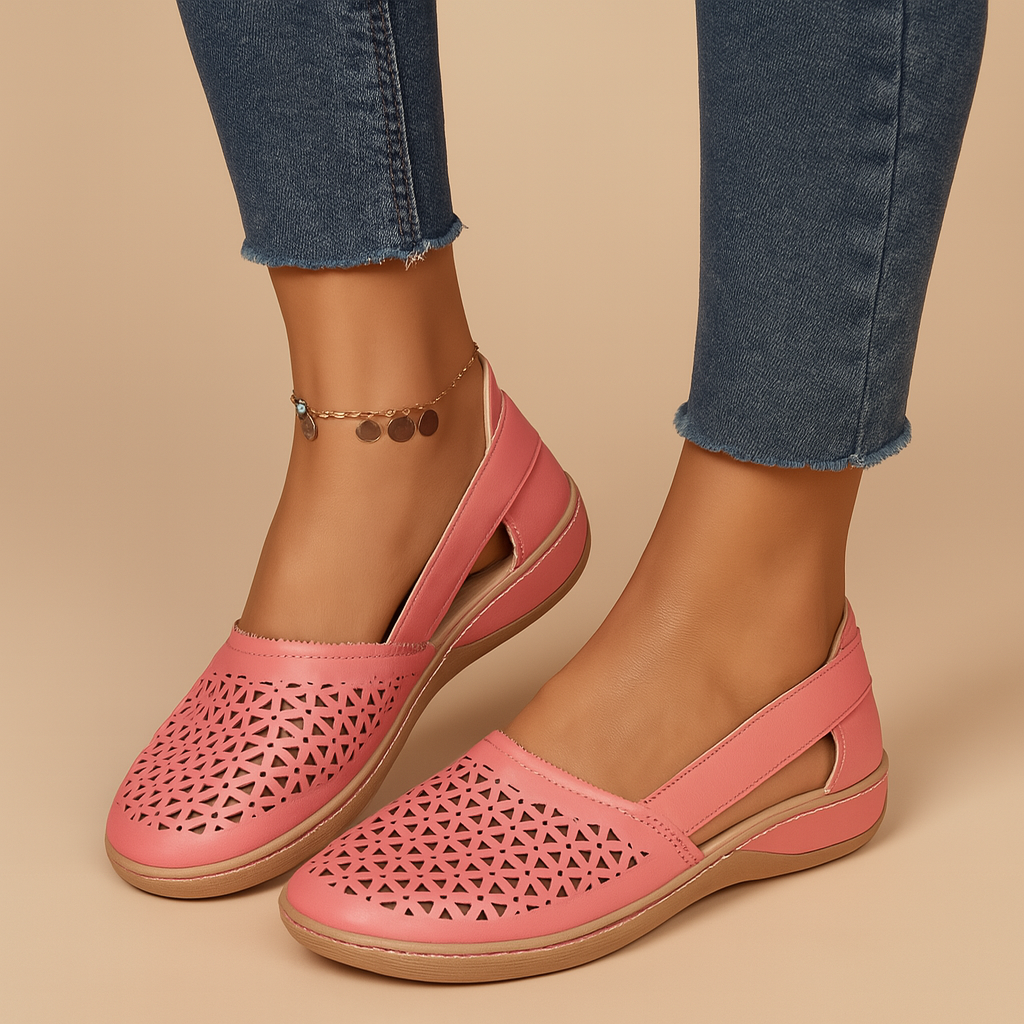 Women’s breathable slip-on shoes with cut-out details, flexible lightweight sole, and casual summer style in a comfortable design.