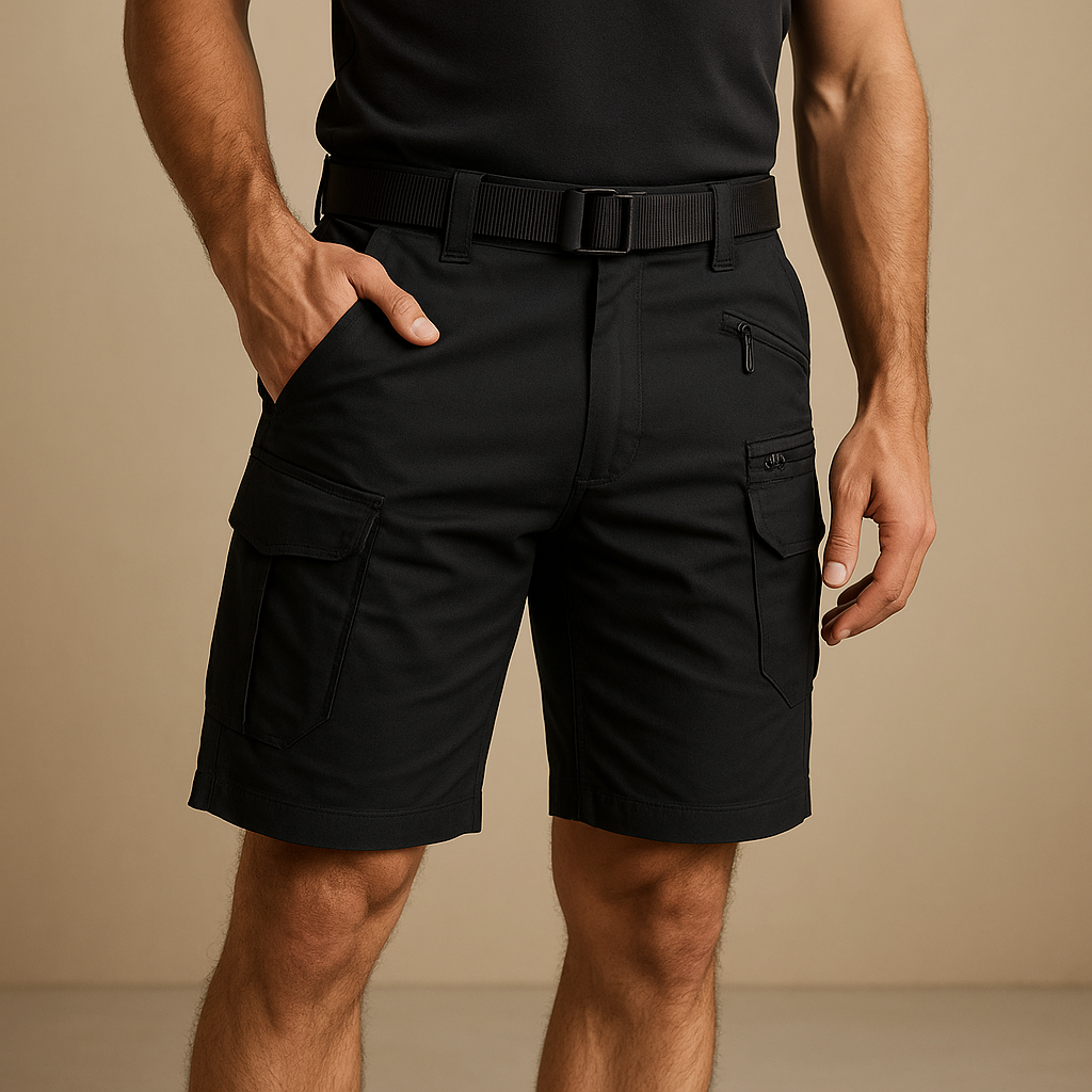 Men’s cargo shorts made from a soft cotton blend with multiple spacious pockets, perfect for casual wear, travel, and outdoor activities.
