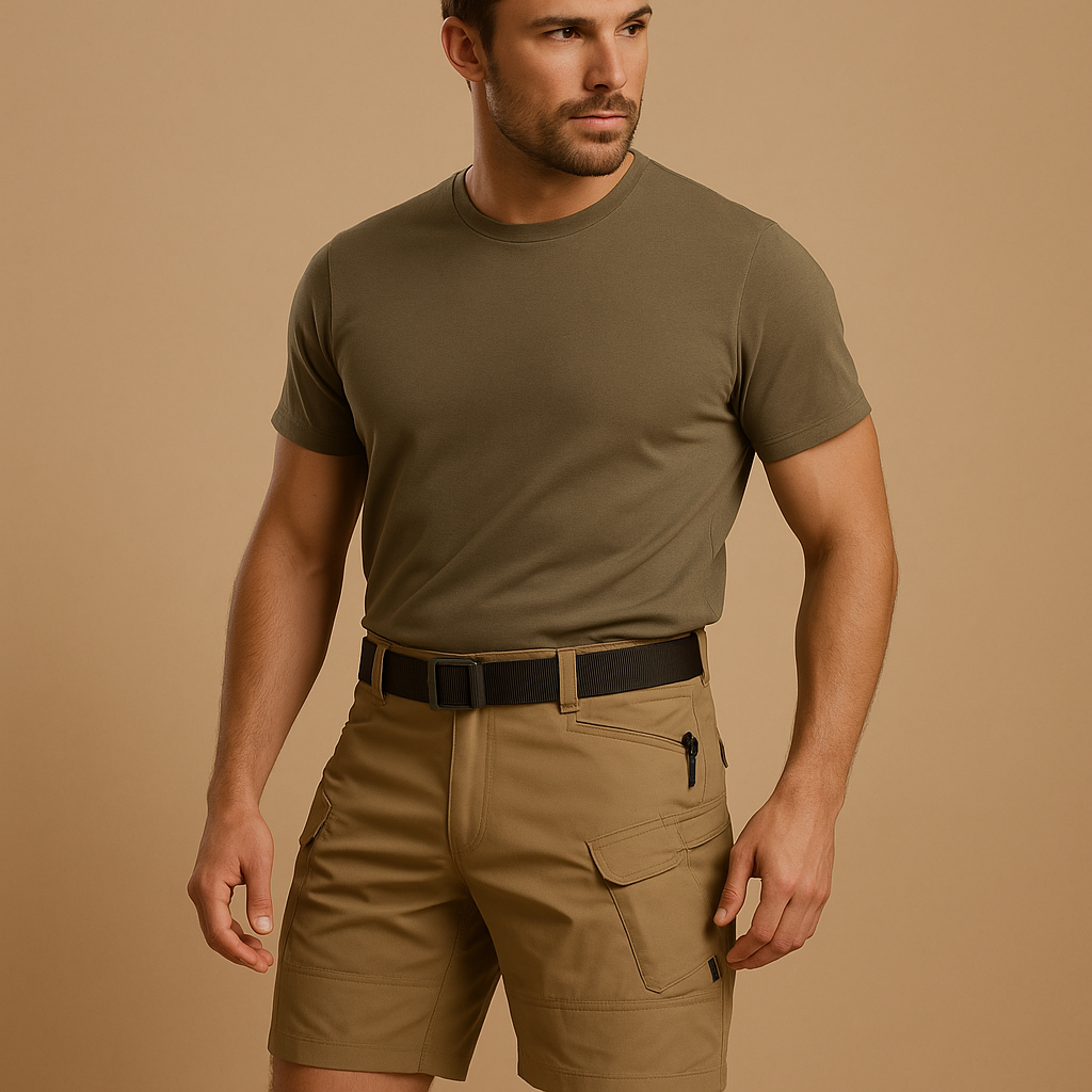Men’s cargo shorts made from a soft cotton blend with multiple spacious pockets, perfect for casual wear, travel, and outdoor activities.