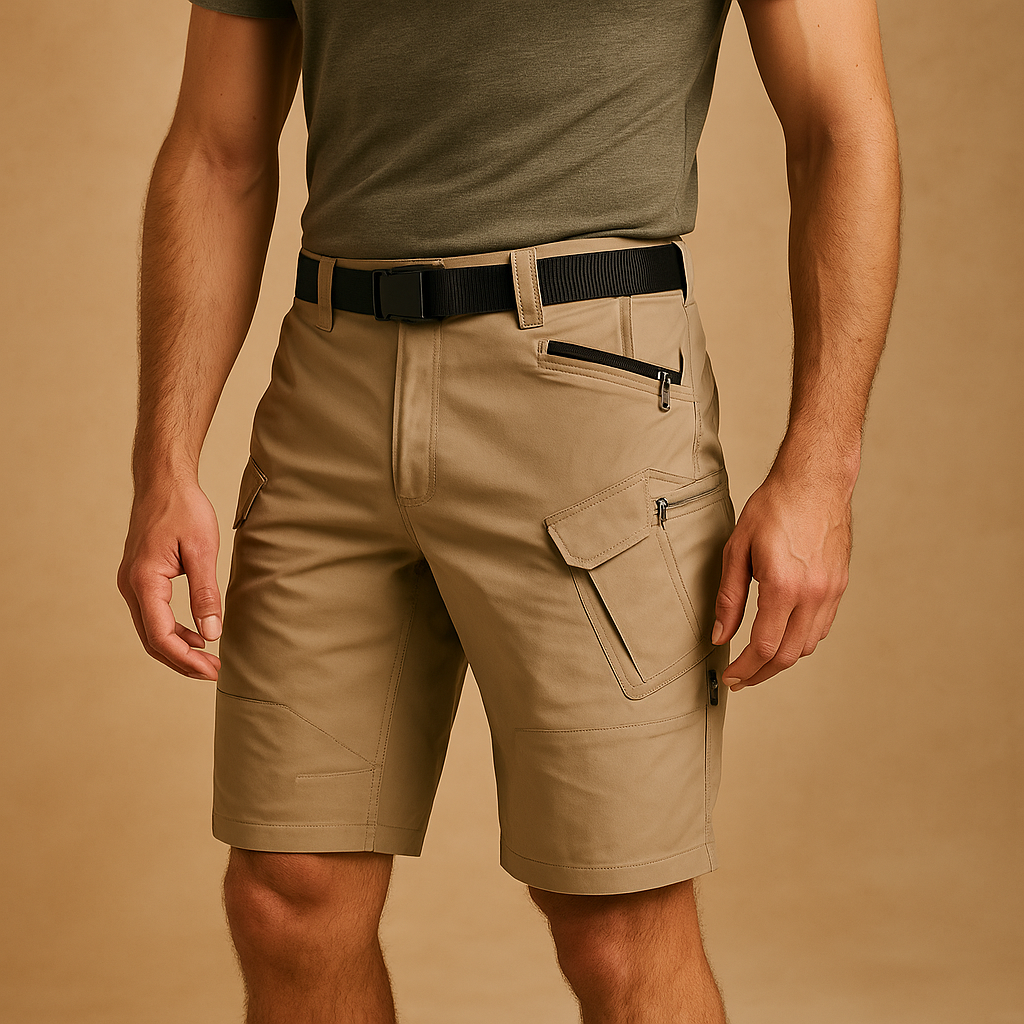 Men’s cargo shorts made from a soft cotton blend with multiple spacious pockets, perfect for casual wear, travel, and outdoor activities.