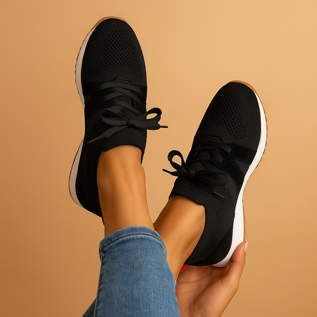 Comfortable lace-up sneakers for women with cushioned insole, breathable upper, and non-slip sole, ideal for everyday wear and city walks.