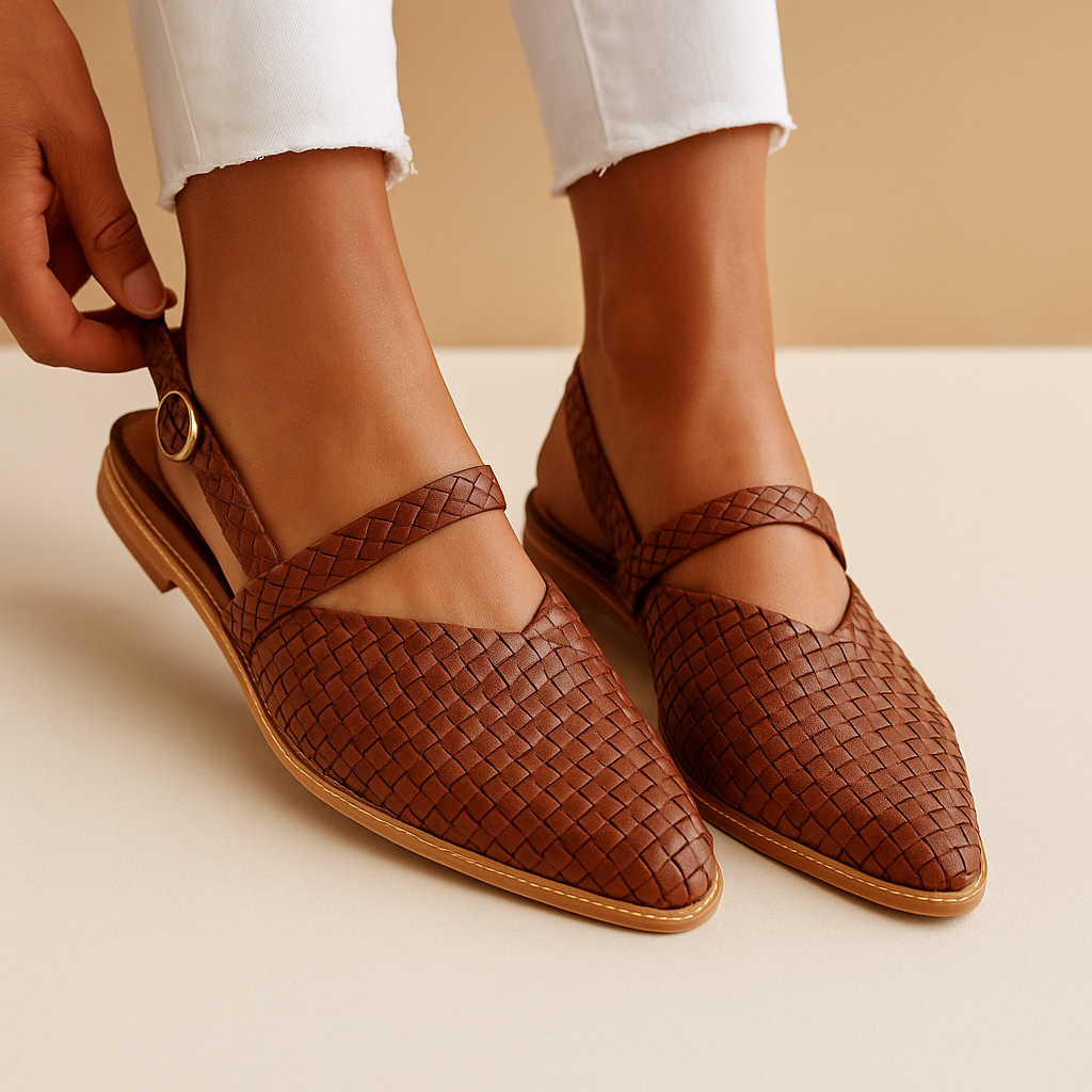 Women’s elegant slip-on sandals with ergonomic design, cushioned sole, and open refined lines in black, burgundy, beige, navy blue, and light pink.