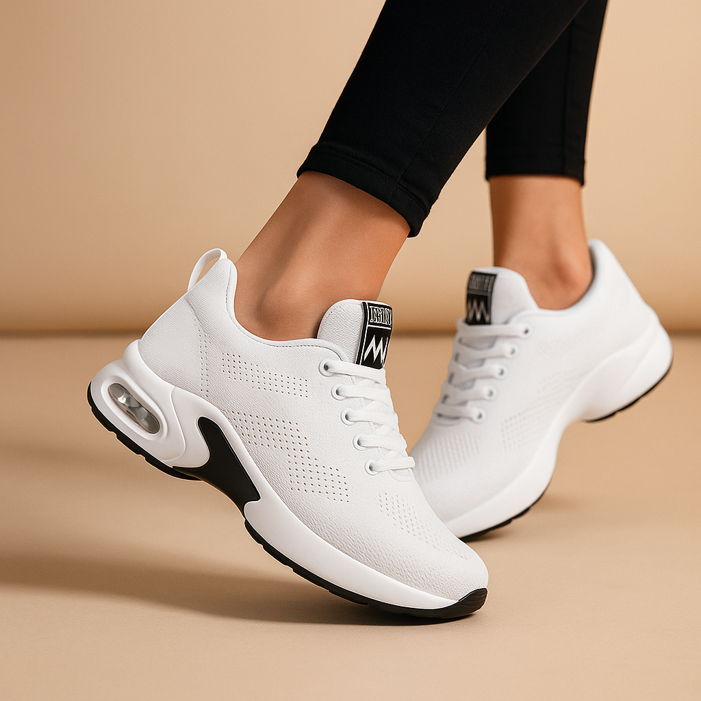 Comfortable women’s slip-on walking shoes with breathable mesh in black, beige, grey, and pink, perfect for everyday wear.