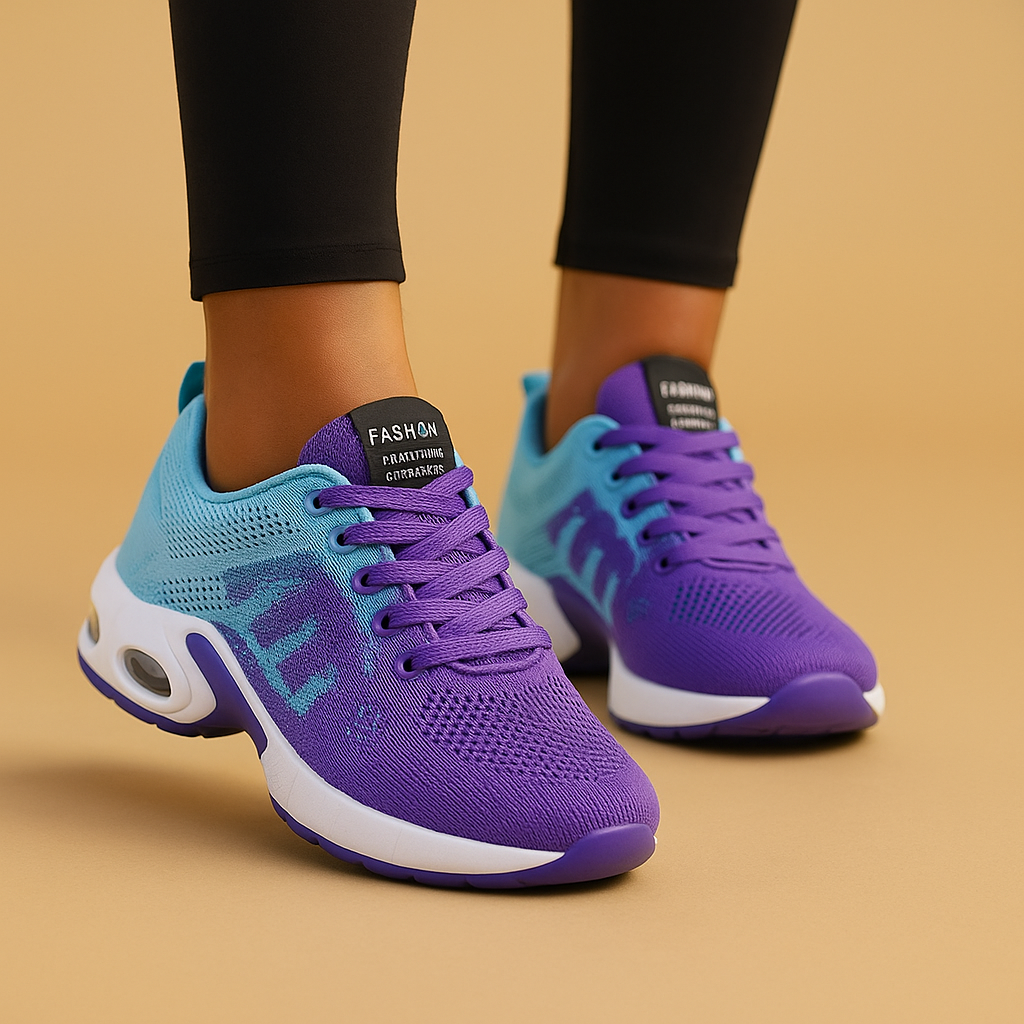 Comfortable women’s slip-on walking shoes with breathable mesh in black, beige, grey, and pink, perfect for everyday wear.