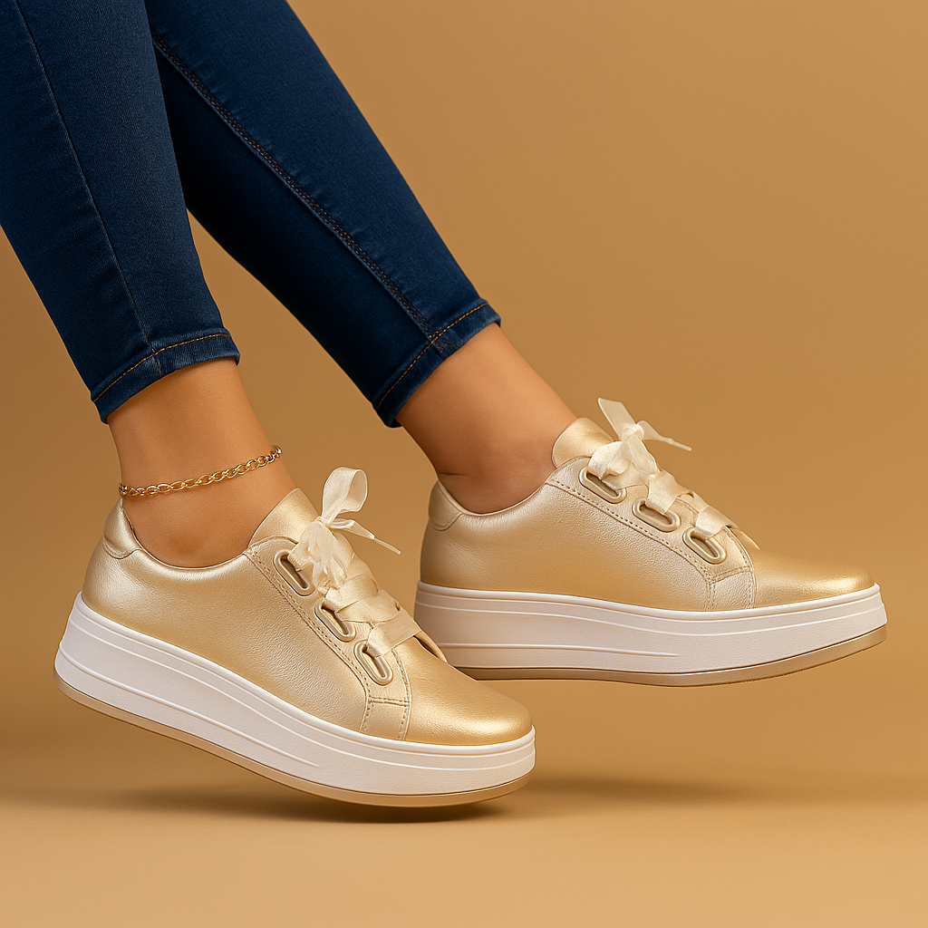 Women’s retro sneakers with rounded toe and flat sole, vintage-inspired design in a comfortable fit, perfect for casual daily wear.