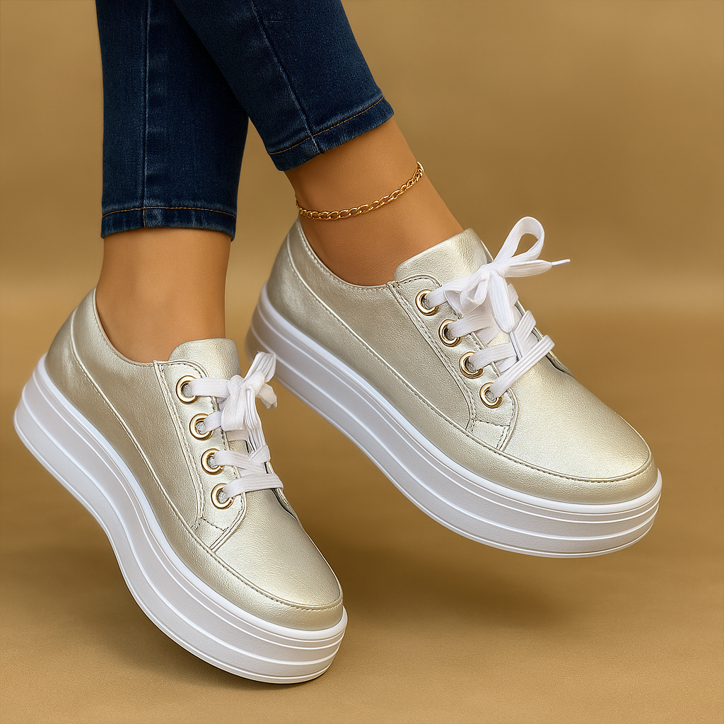 Women’s retro sneakers with rounded toe and flat sole, vintage-inspired design in a comfortable fit, perfect for casual daily wear.