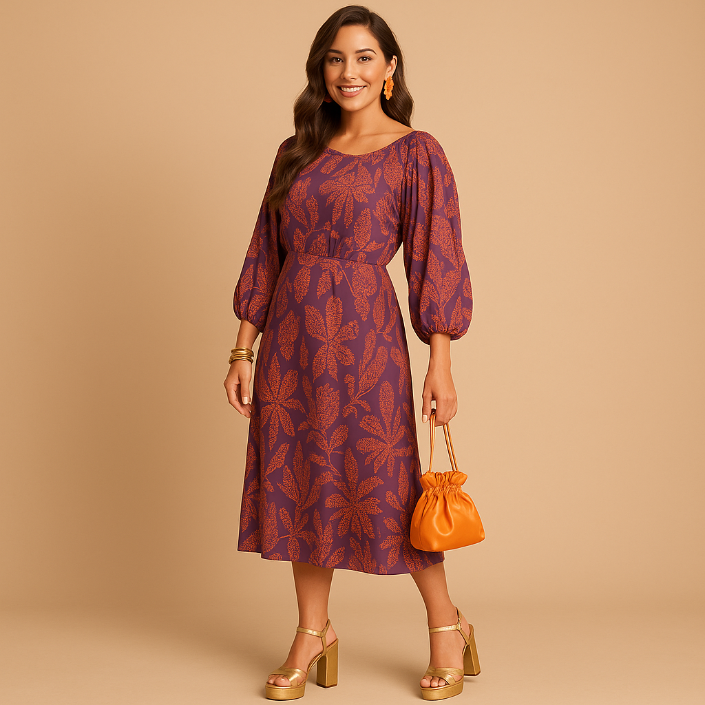 Women’s sustainable A-line cotton dress with minimalist design and flattering fit, ideal for work, casual days, and formal events