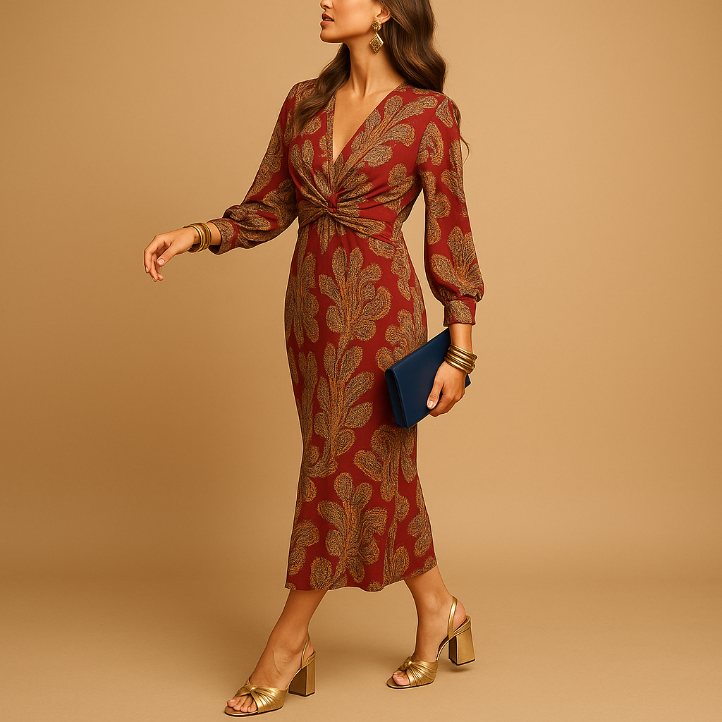 Women’s sustainable A-line cotton dress with minimalist design and flattering fit, ideal for work, casual days, and formal events