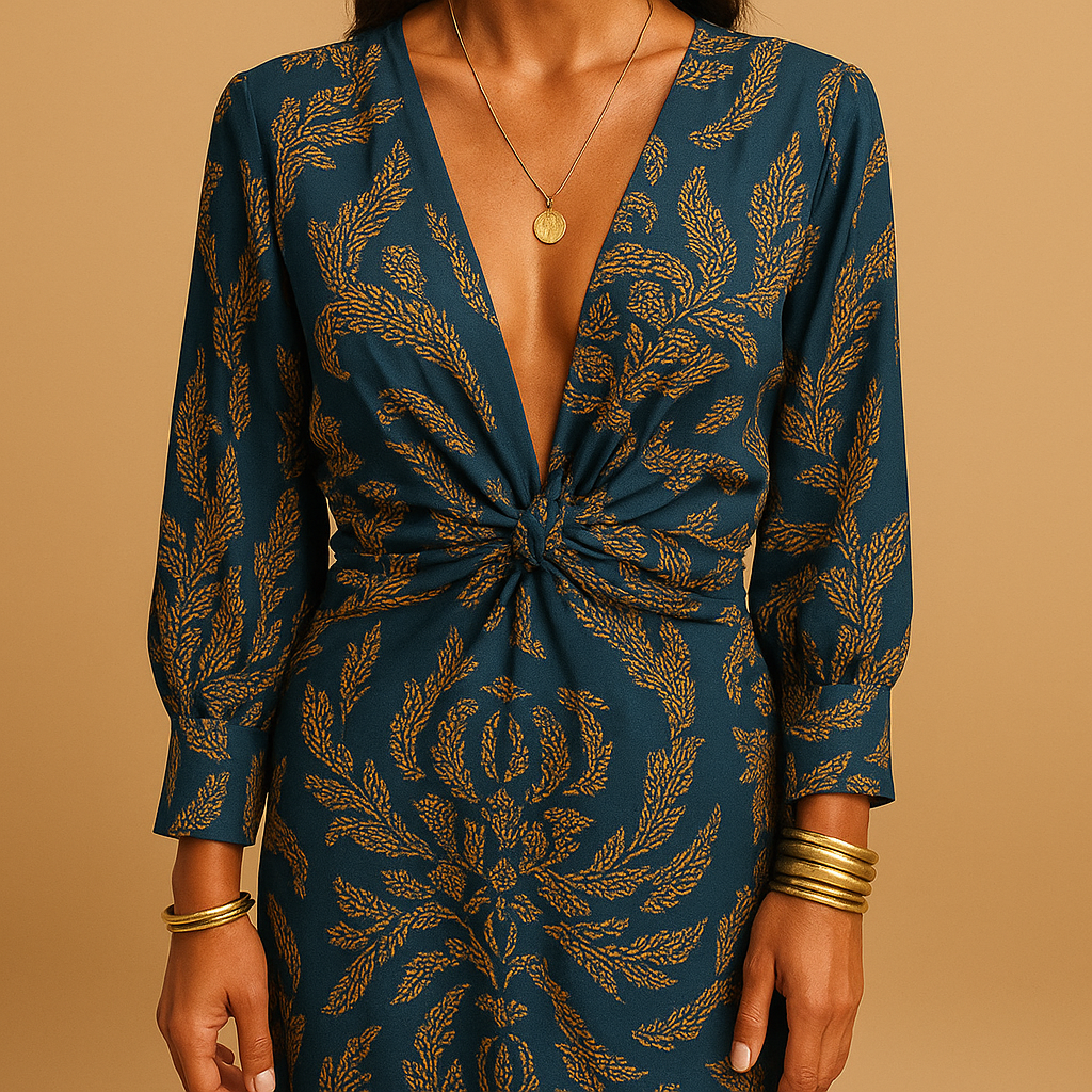 Women’s sustainable A-line cotton dress with minimalist design and flattering fit, ideal for work, casual days, and formal events
