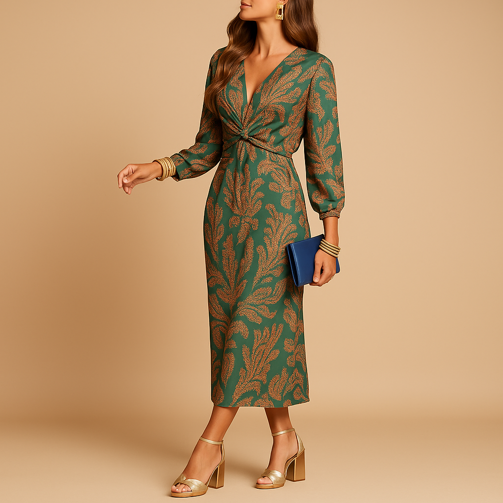 Women’s sustainable A-line cotton dress with minimalist design and flattering fit, ideal for work, casual days, and formal events