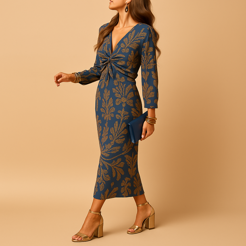 Women’s sustainable A-line cotton dress with minimalist design and flattering fit, ideal for work, casual days, and formal events