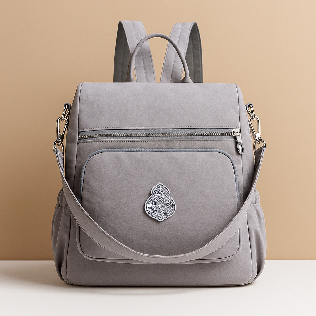 Anti-theft crossbody backpack for women with convertible straps, waterproof nylon material, and hidden compartments for stylish and secure travel.