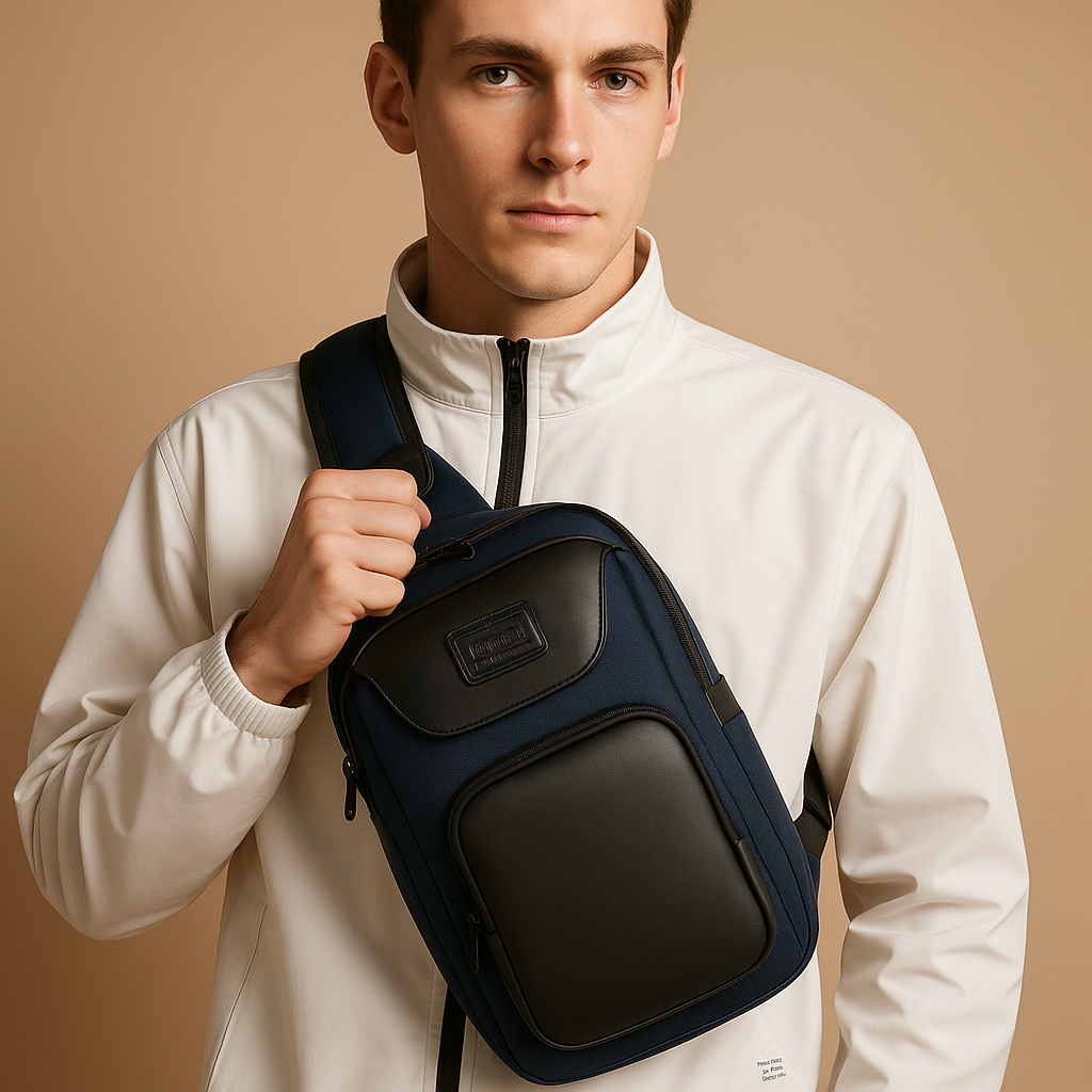 Men’s anti-theft crossbody travel bag with code lock, waterproof Oxford fabric, and ergonomic strap for daily and travel use.
