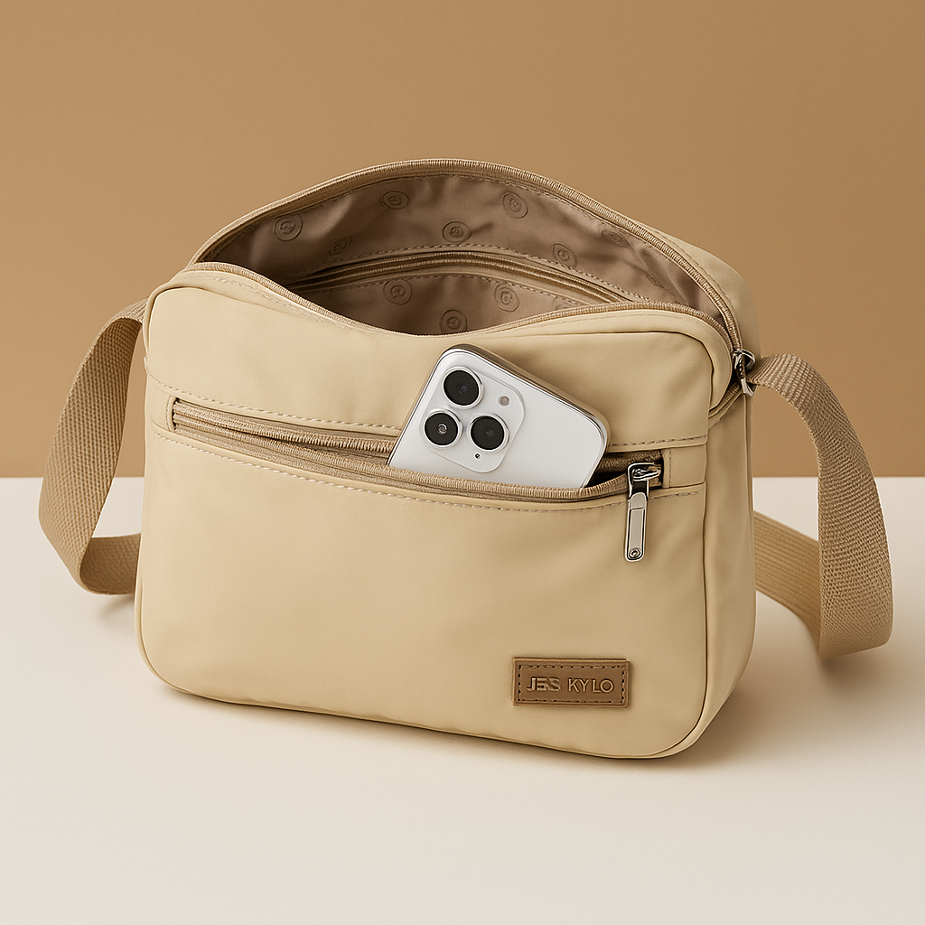 Waterproof anti-theft crossbody travel bag for women with wide strap, secure zip, and functional compartments for commuting or travel.