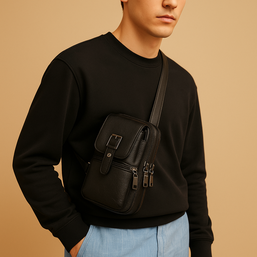 Anti-theft leather crossbody bag for women with secure zip closure, adjustable strap, and sleek compartments—perfect for travel and everyday use.