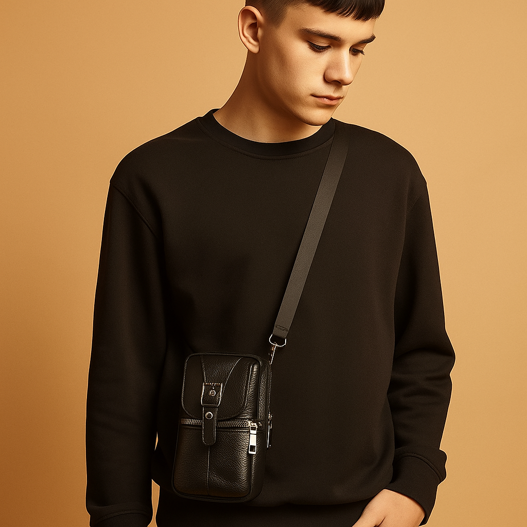 Anti-theft leather crossbody bag for women with secure zip closure, adjustable strap, and sleek compartments—perfect for travel and everyday use.