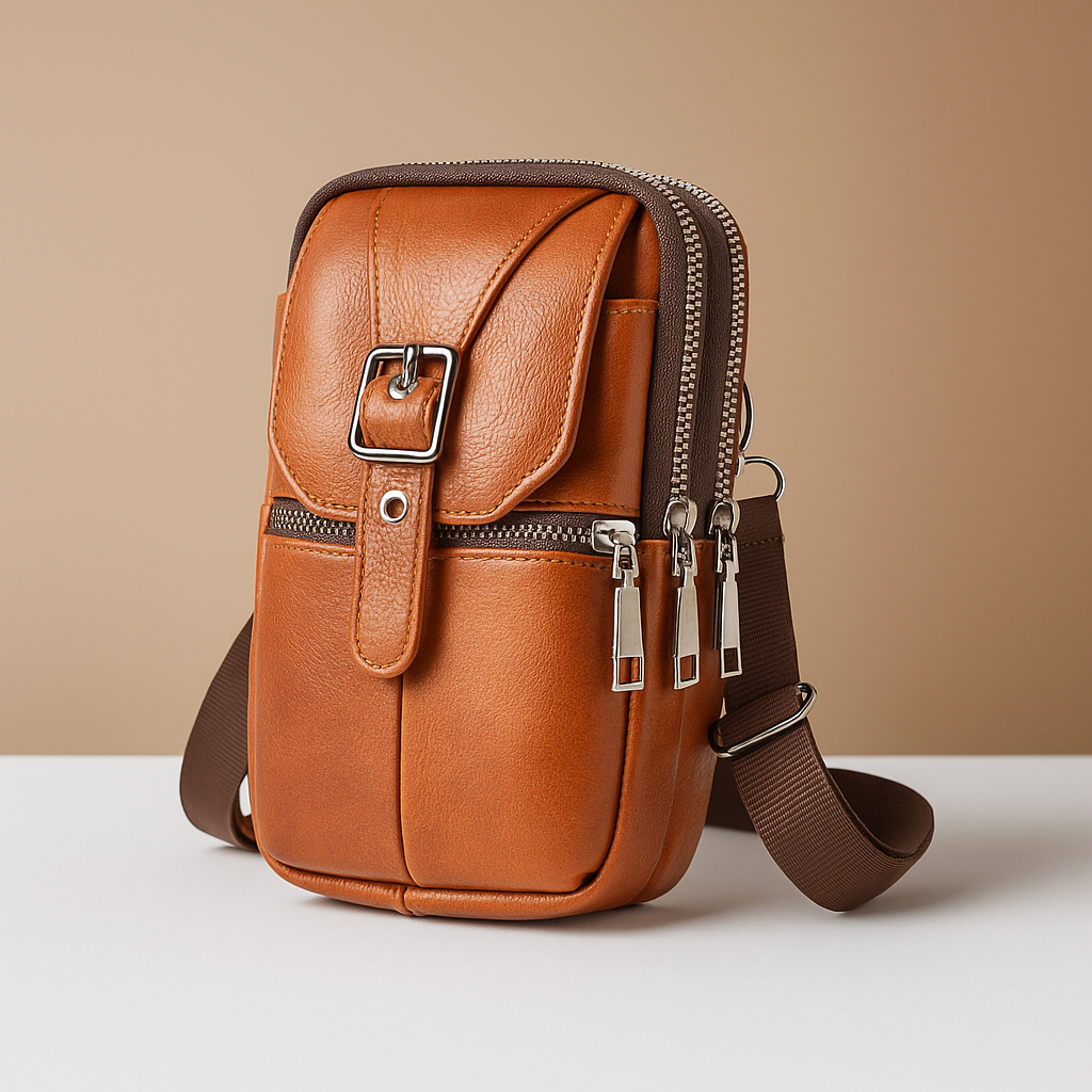 Anti-theft leather crossbody bag for women with secure zip closure, adjustable strap, and sleek compartments—perfect for travel and everyday use.