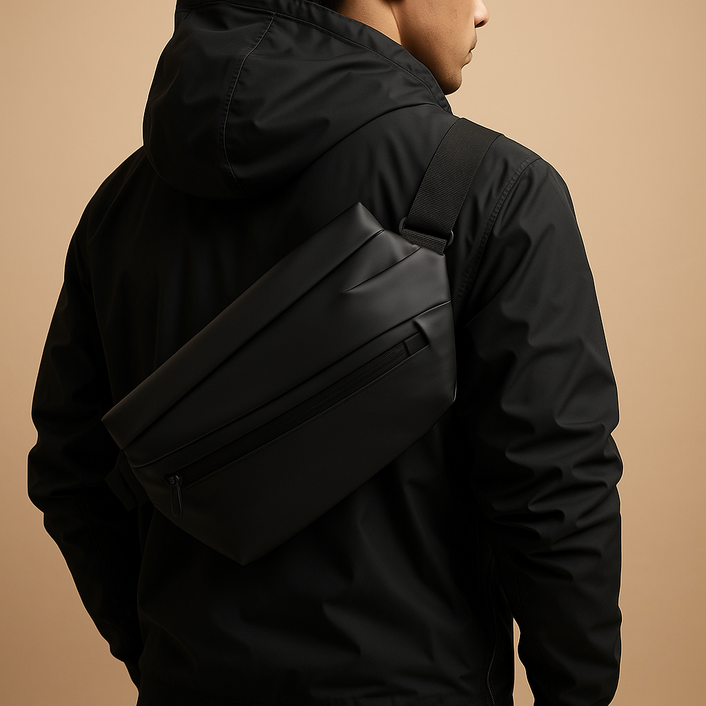 Men’s waterproof anti-theft sling bag with multiple compartments, magnetic closure, and adjustable strap—perfect for travel and commuting.