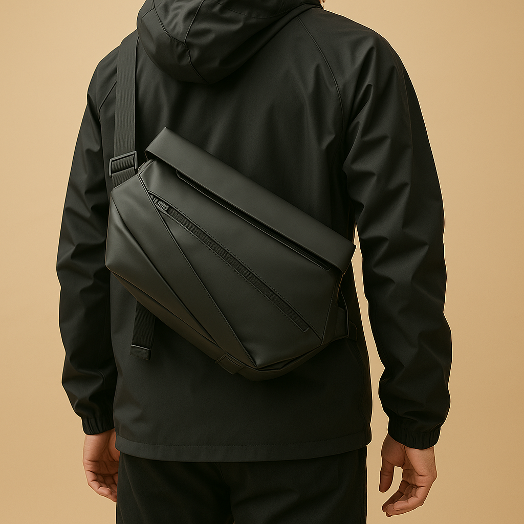 Men’s waterproof anti-theft sling bag with multiple compartments, magnetic closure, and adjustable strap—perfect for travel and commuting.
