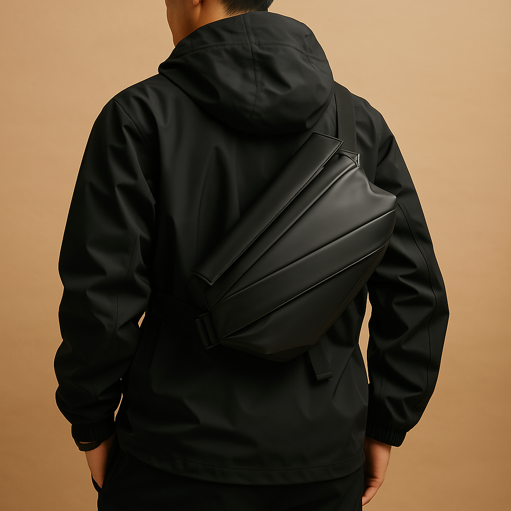 Men’s waterproof anti-theft sling bag with multiple compartments, magnetic closure, and adjustable strap—perfect for travel and commuting.