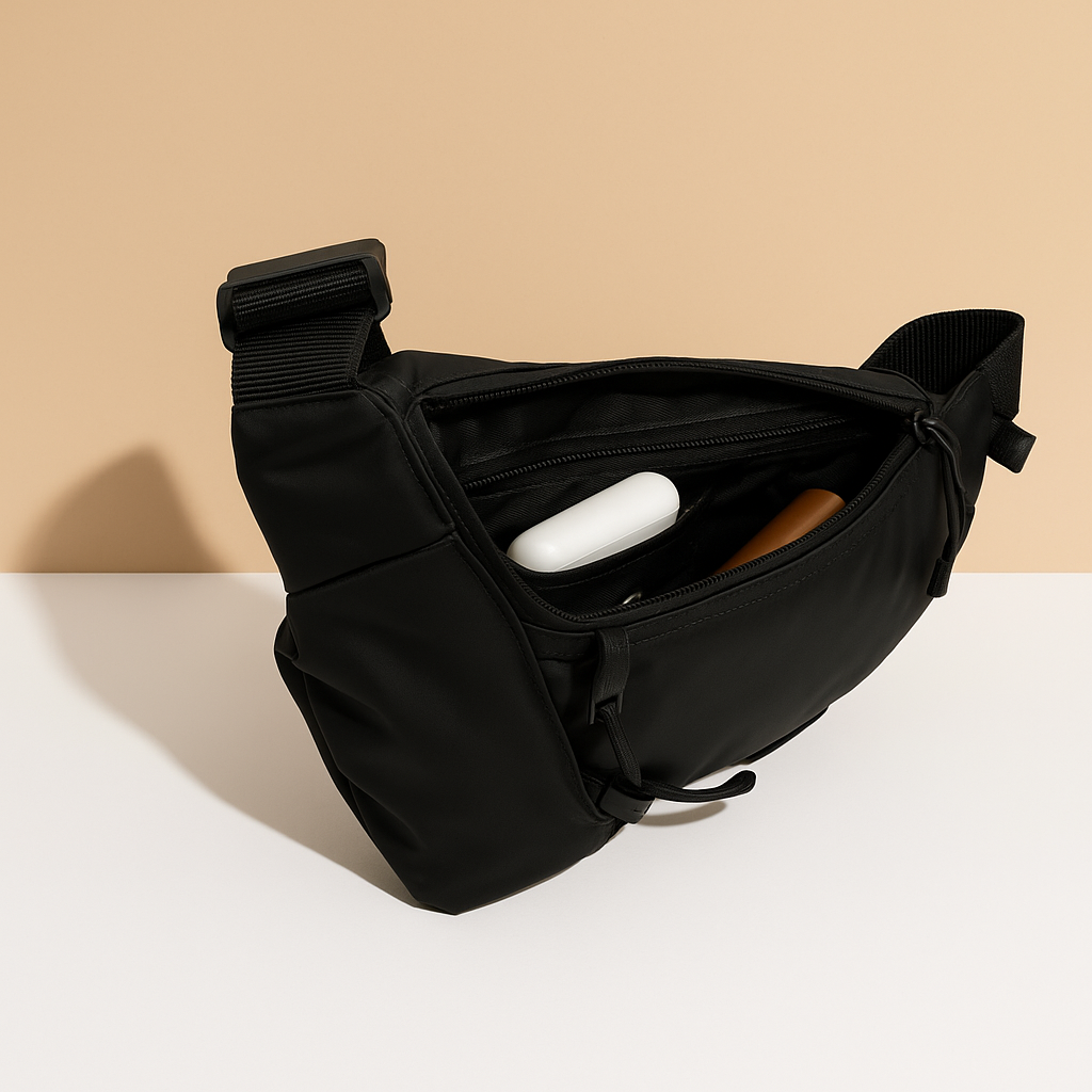 Men’s anti-theft sling bag with waterproof nylon, adjustable strap, and multiple compartments for secure everyday and travel use.