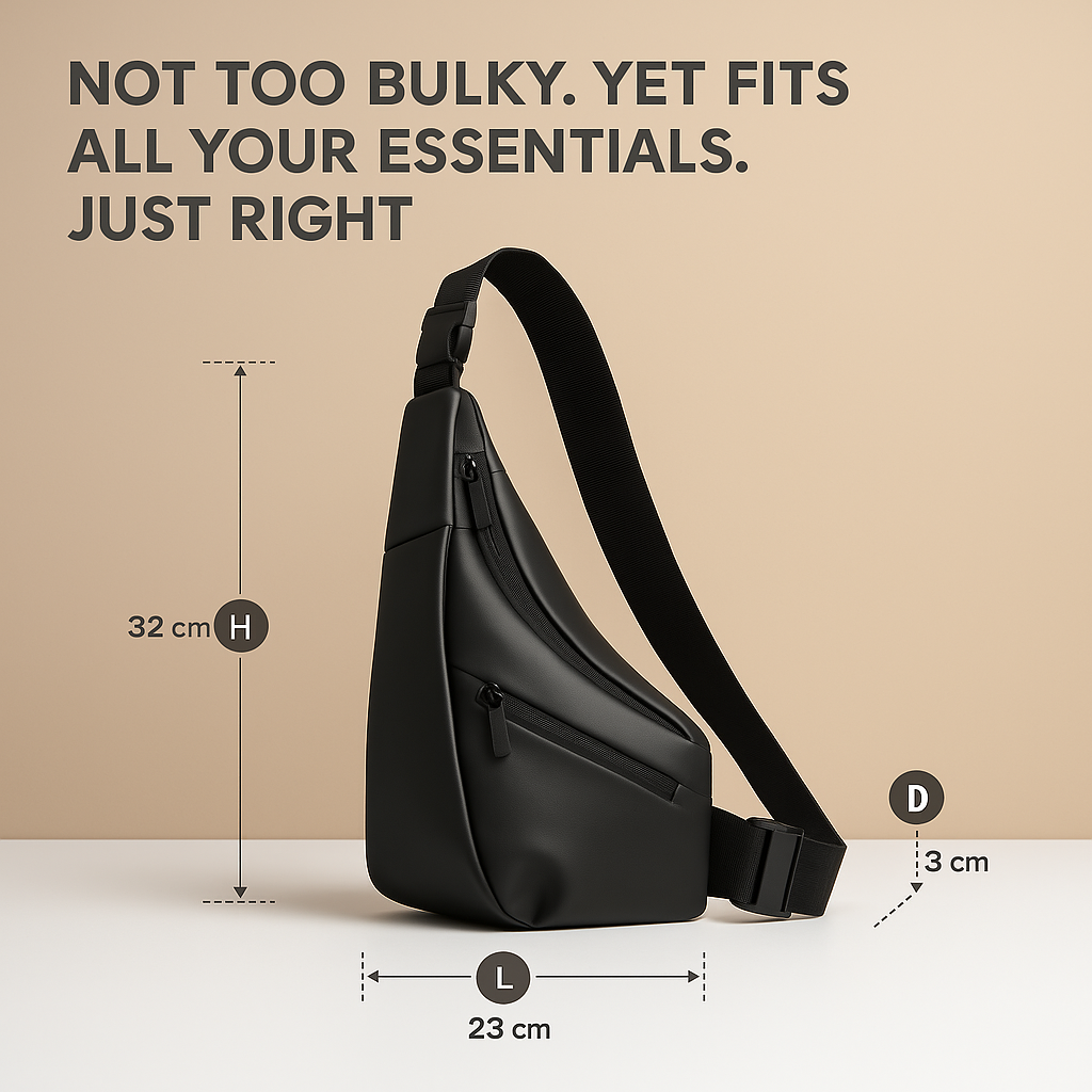 Men’s anti-theft sling bag with waterproof nylon, adjustable strap, and multiple compartments for secure everyday and travel use.