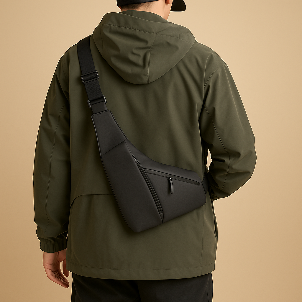Men’s anti-theft sling bag with waterproof nylon, adjustable strap, and multiple compartments for secure everyday and travel use.