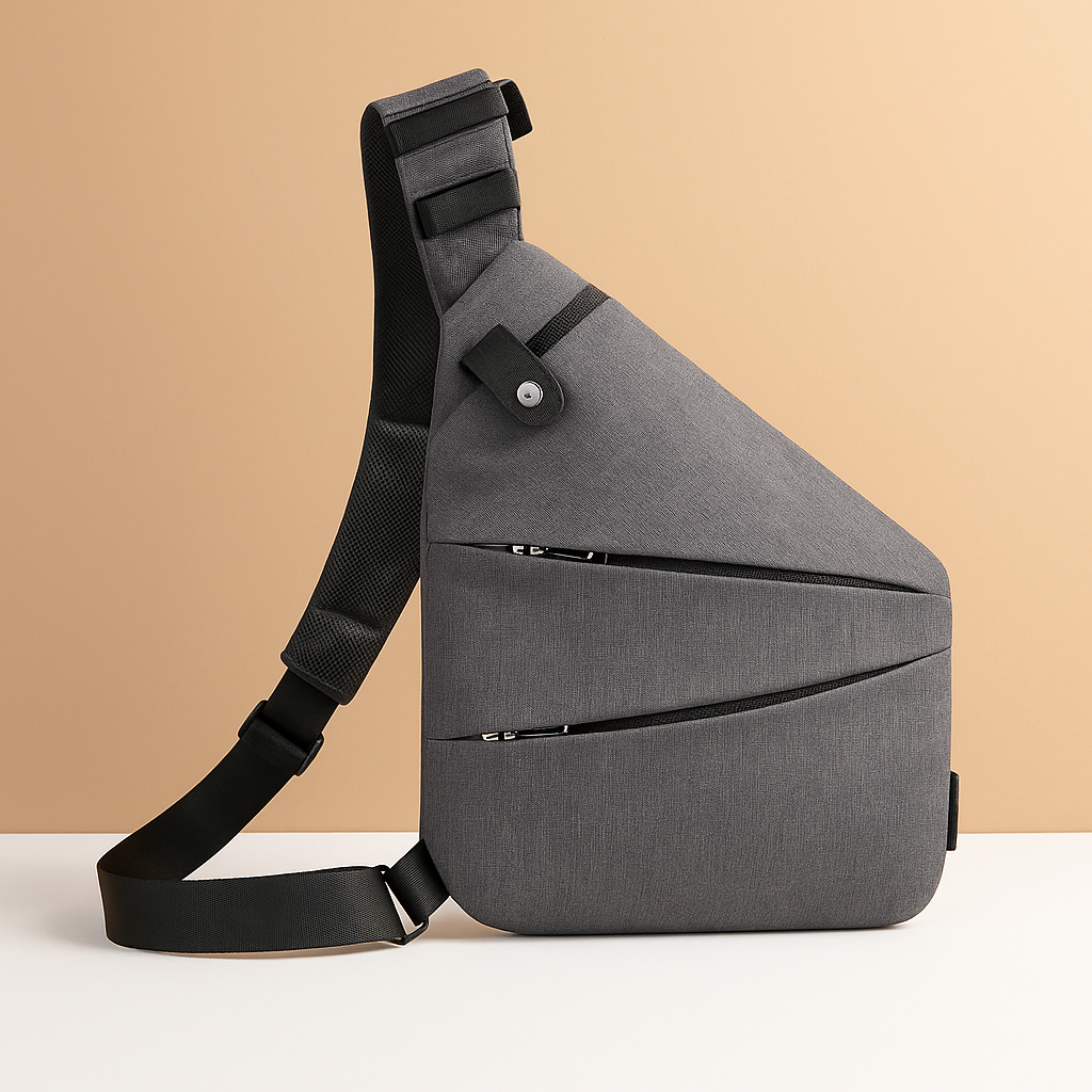 Women’s anti-theft shoulder bag with RFID-blocking, compartments for phone and iPad Mini, perfect for travel and daily use.