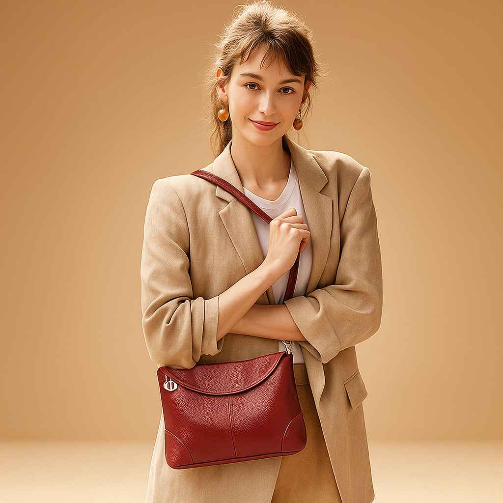Anti-theft vegan leather crossbody bag for women with hidden back pocket, water-resistant finish, and versatile strap styling for secure daily wear.
