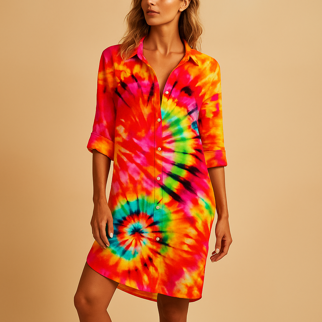 Boho summer dress for women with V-neck and relaxed fit, perfect for beach walks, casual brunches, and stylish summer days.
