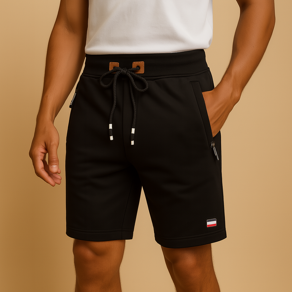 Men’s breathable sporty shorts with multiple pockets and elastic waistband, ideal for travel and outdoor use