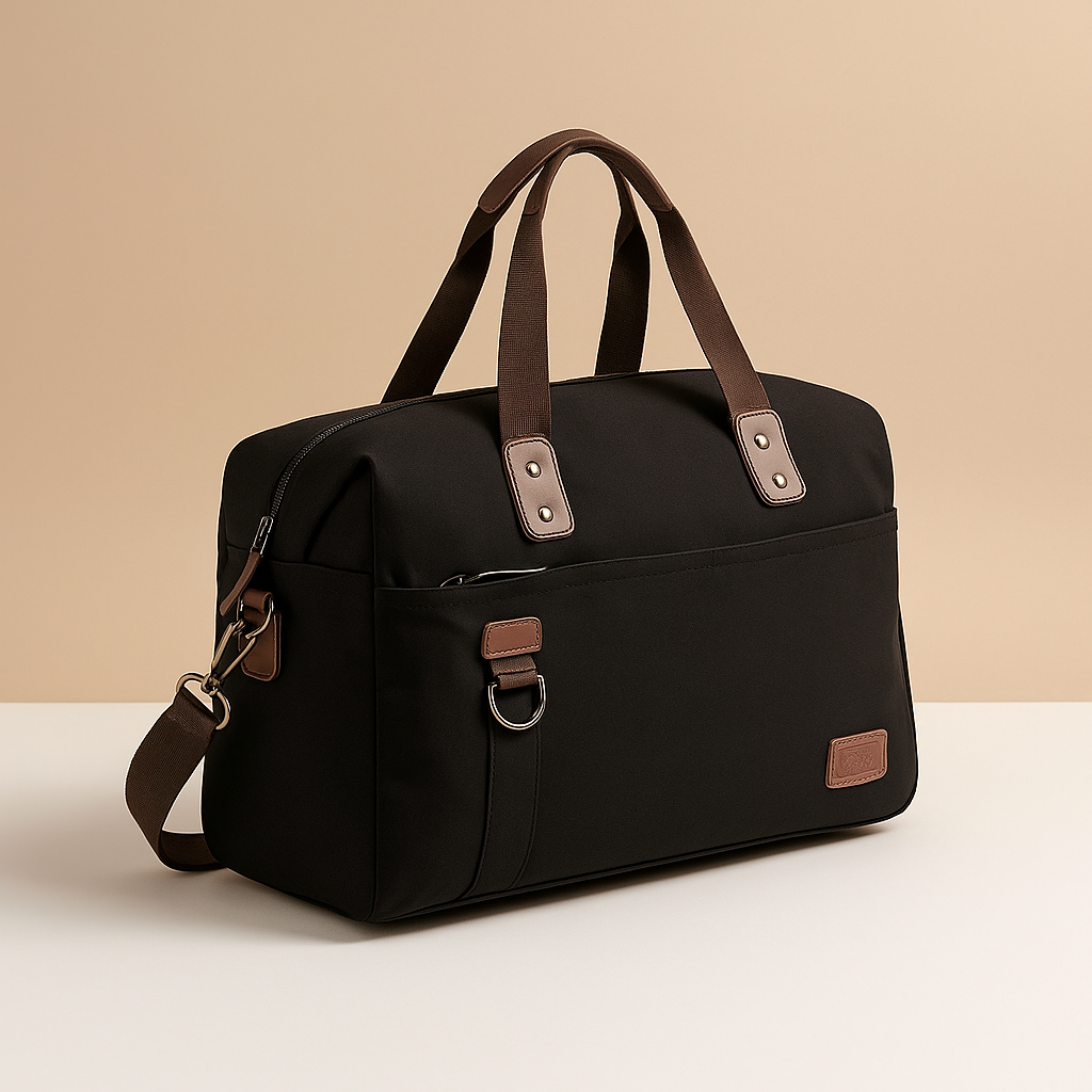 Canvas shoulder commuter bag for men with water-resistant fabric, padded gadget storage, anti-theft zippers, and adjustable strap for daily use.