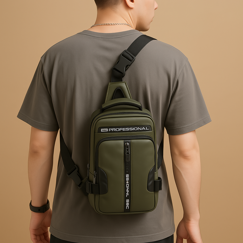 Men’s casual anti-theft crossbody bag with hidden zippers, adjustable strap, and water-resistant PU leather for secure daily carry