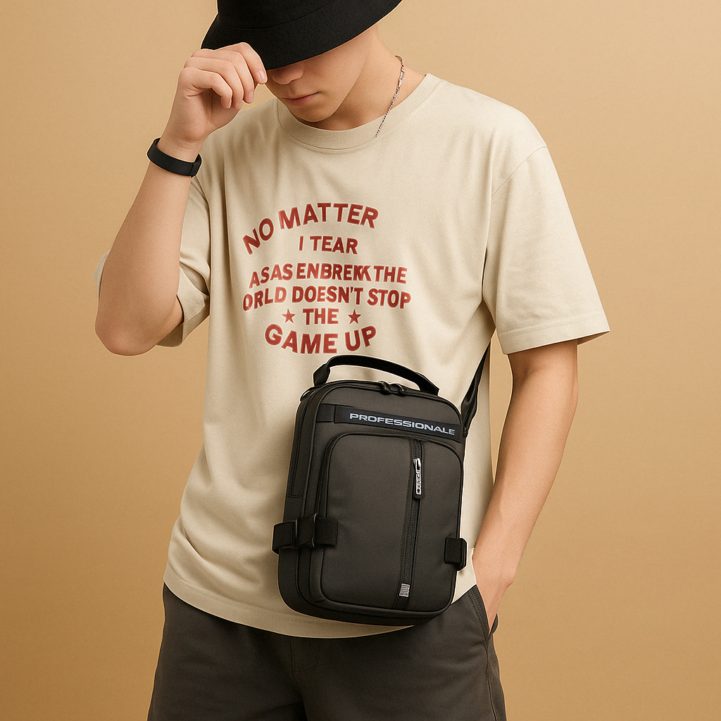 Men’s casual anti-theft crossbody bag with hidden zippers, adjustable strap, and water-resistant PU leather for secure daily carry