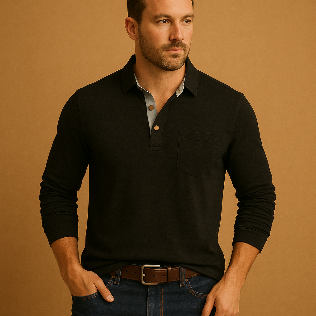 Men’s casual cotton button-up shirt with chest pocket and comfortable fit, available in blue, black, dark grey, light grey, and khaki.