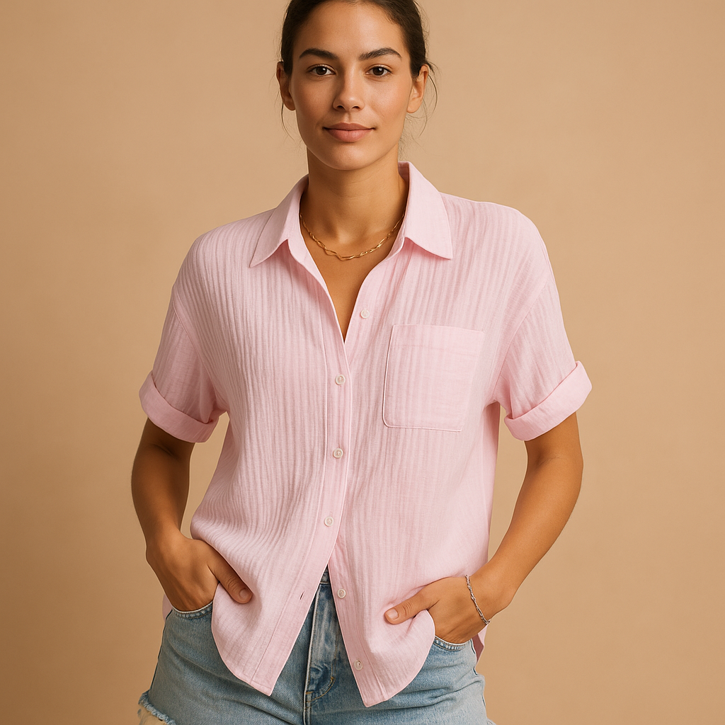 Women’s short sleeve polo shirt with chest pocket and classic collar, ideal for summer and casual wear.