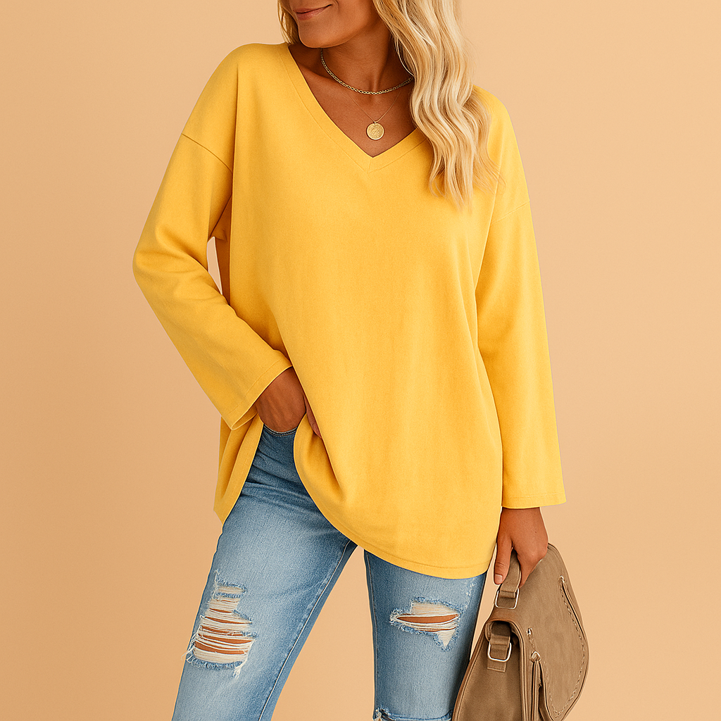 Casual summer top for women with short sleeves and round neckline, available in soft breathable fabric and various bright colors.
