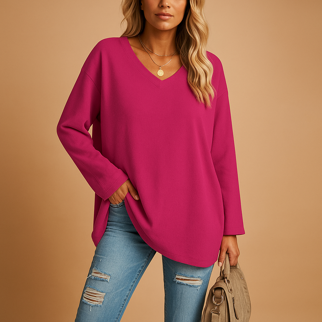 Casual summer top for women with short sleeves and round neckline, available in soft breathable fabric and various bright colors.