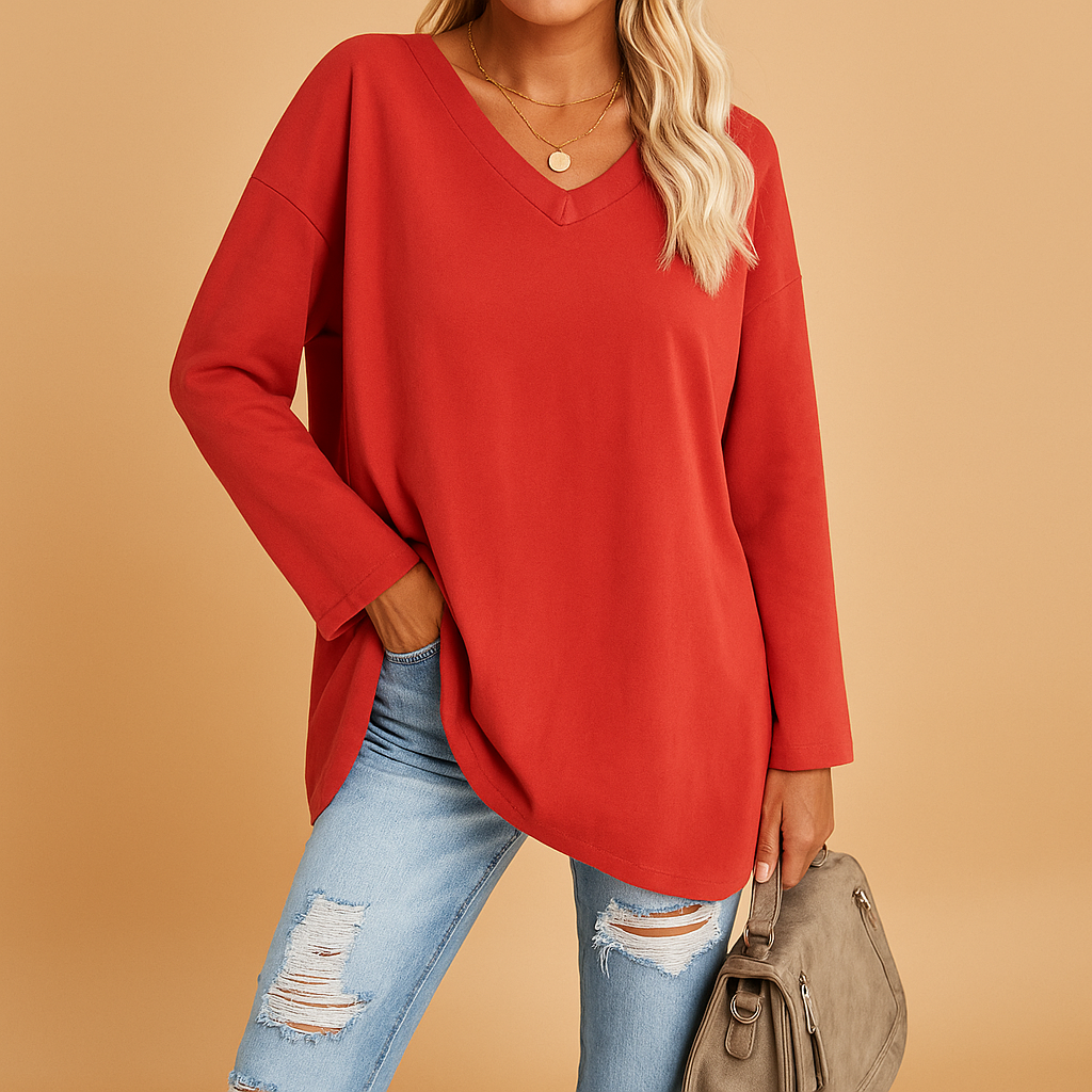 Casual summer top for women with short sleeves and round neckline, available in soft breathable fabric and various bright colors.
