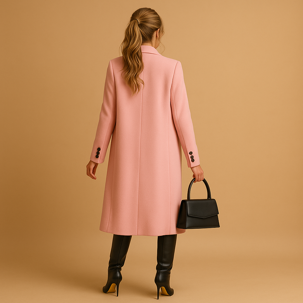 Women’s elegant winter coat with soft lining and a refined design, ideal for stylish wear during cold weather.