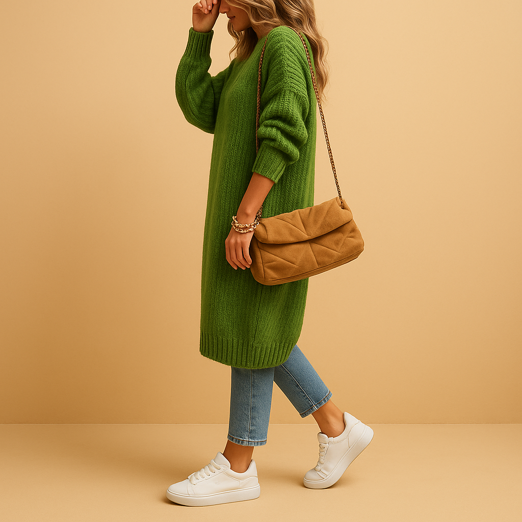 Classic knit cardigan for women with relaxed fit and long sleeves, perfect for winter and everyday layering.