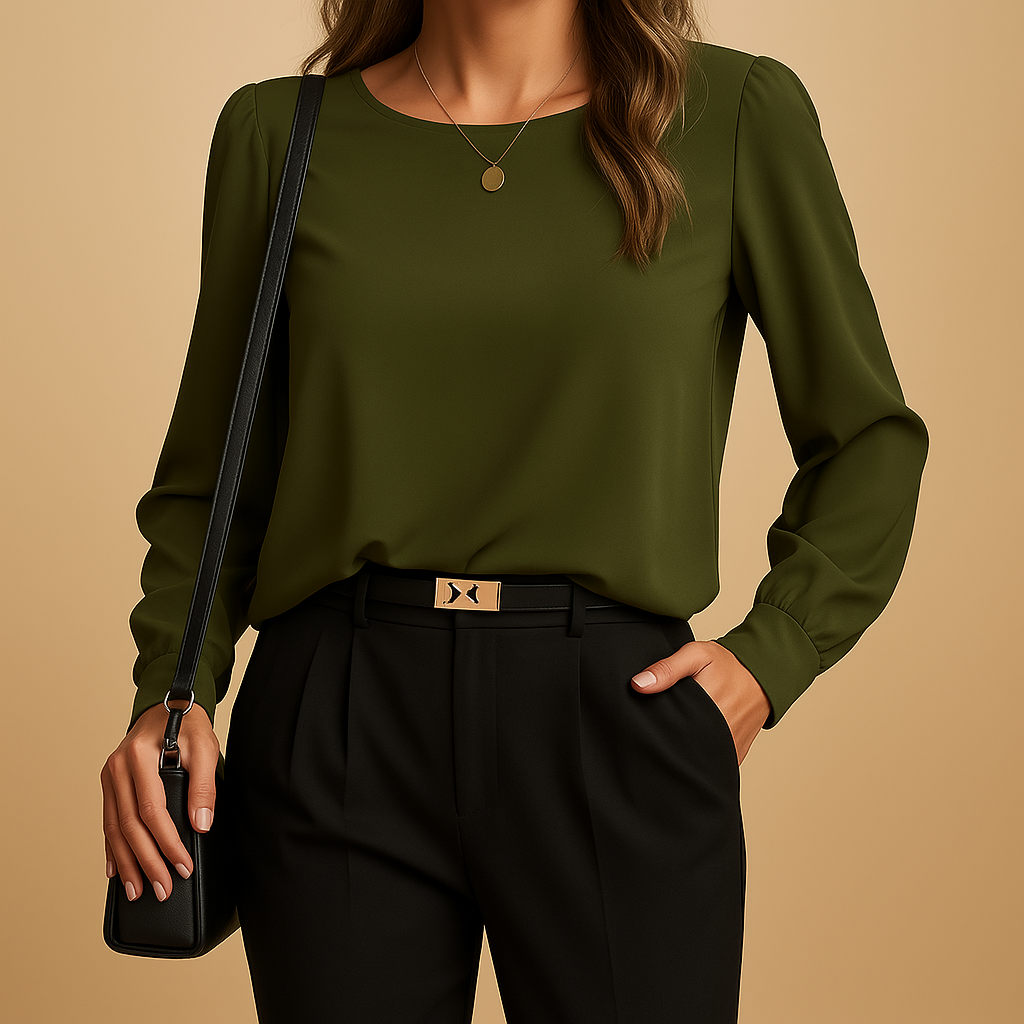 Classic long sleeve blouse for women in lightweight fabric with elegant fit, perfect for autumn workwear or evening occasions.