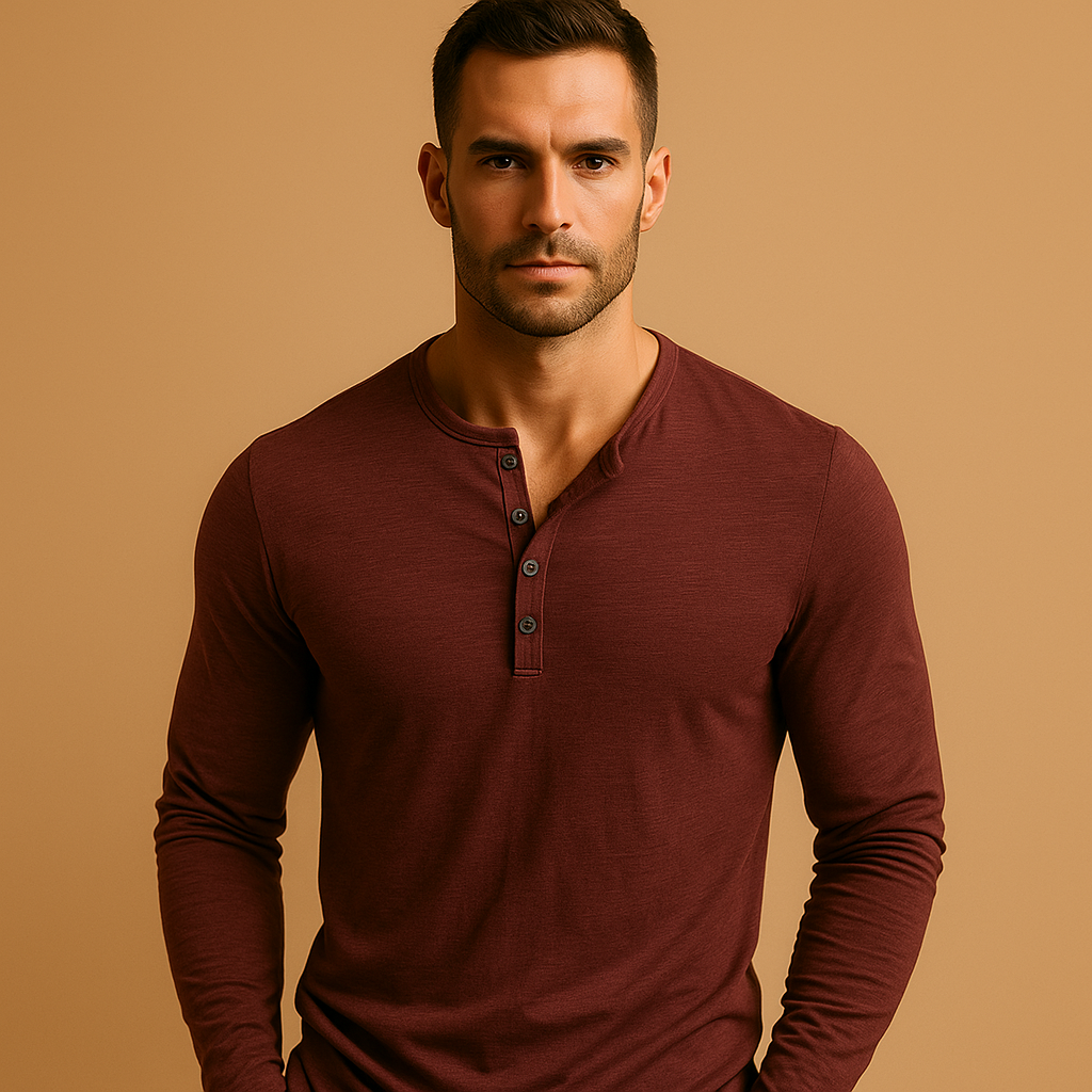Men’s classic long sleeve button-up shirt with comfortable fit and timeless style, available in black, green, khaki, red, and white.