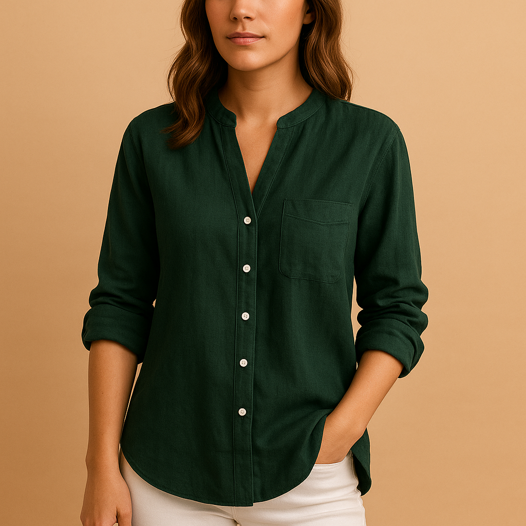 Classic long sleeve shirt for women with button-up front and tailored fit, ideal for both casual and formal looks across all seasons.