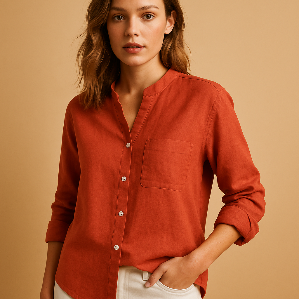 Classic long sleeve shirt for women with button-up front and tailored fit, ideal for both casual and formal looks across all seasons.