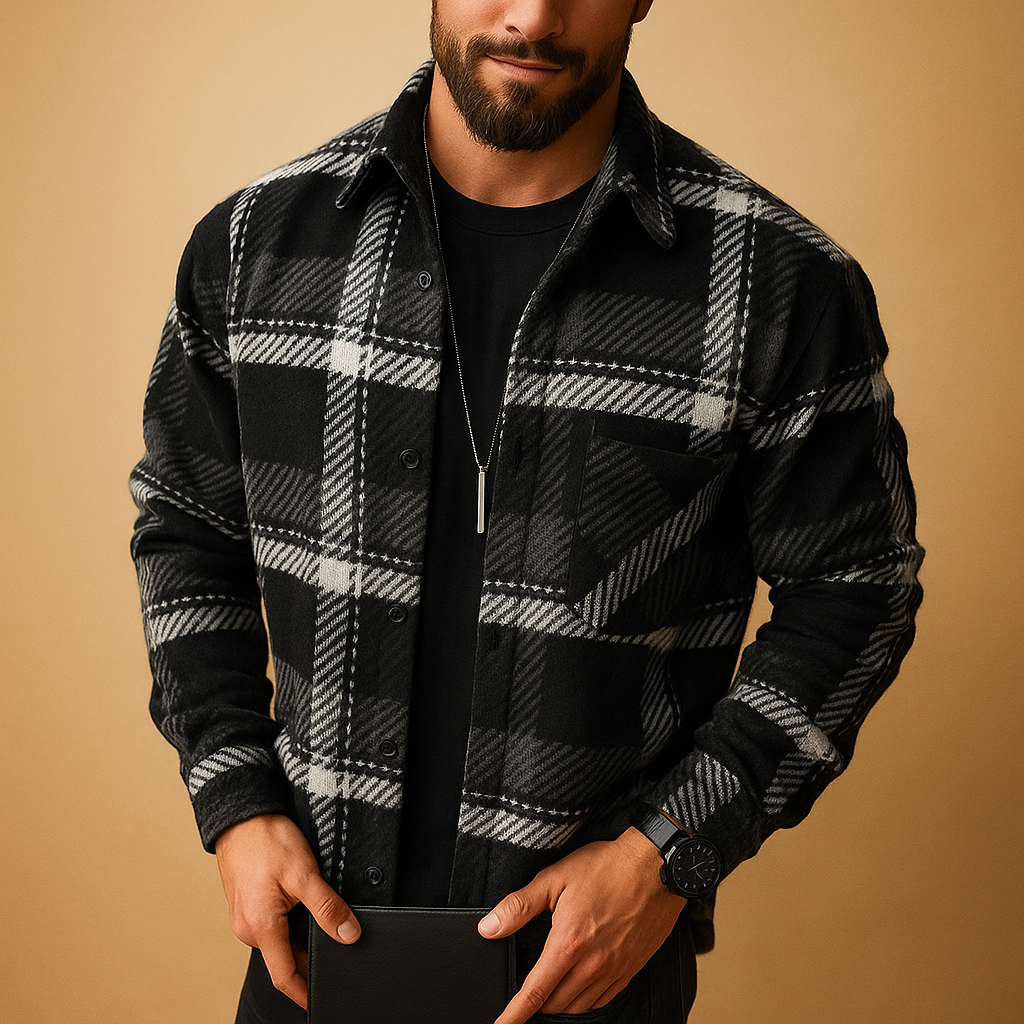 Men’s classic long sleeve shirt with breathable lightweight fabric, available in green, red, white, khaki, and black.