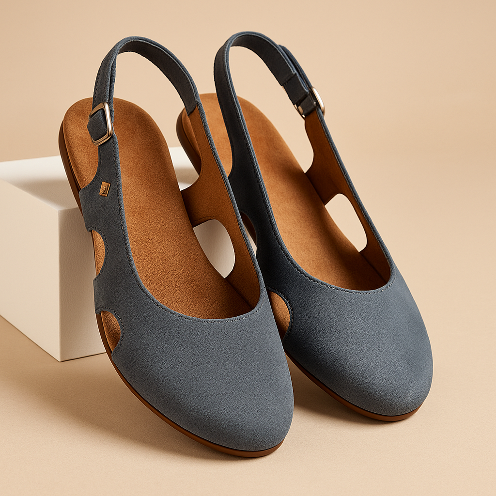 Grace closed comfort sandals for women in dark blue, grey, and brown with cushioned footbed and timeless secure design.