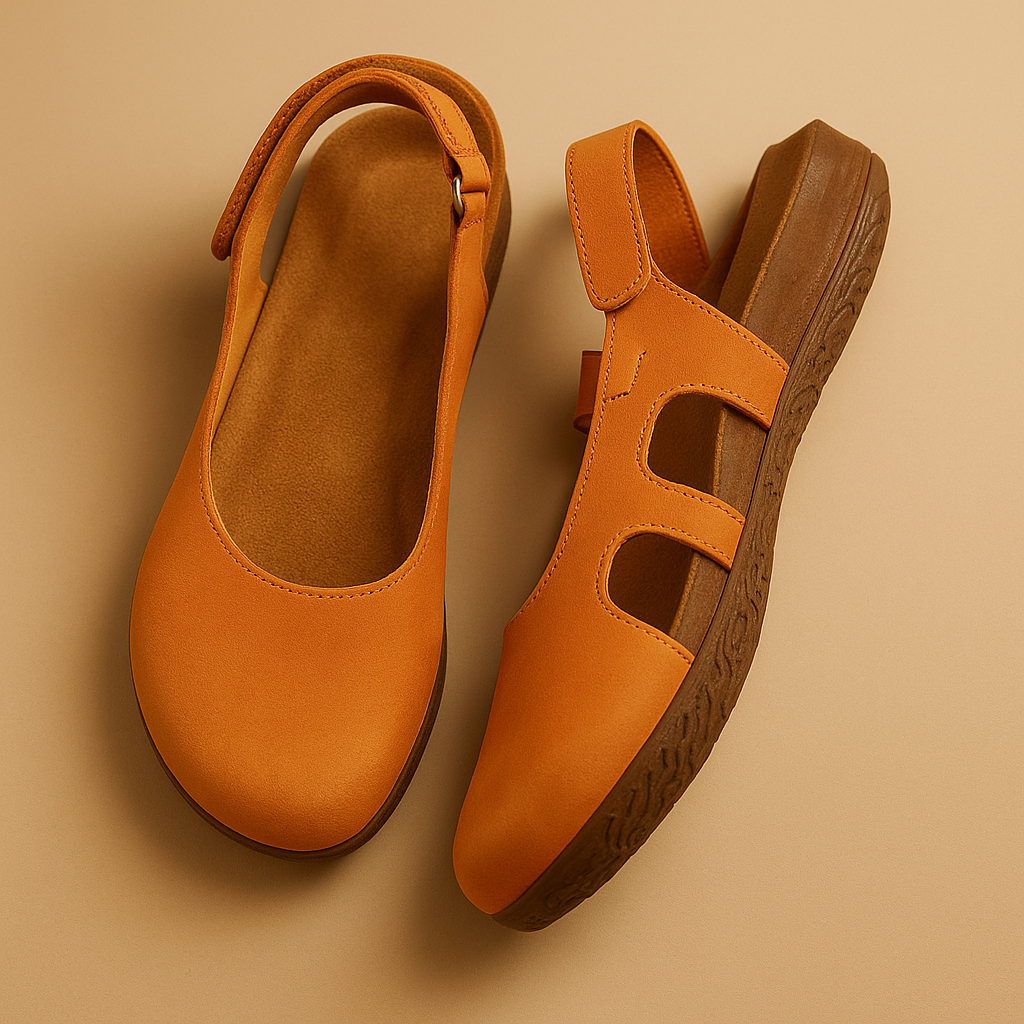 Grace closed comfort sandals for women in dark blue, grey, and brown with cushioned footbed and timeless secure design.