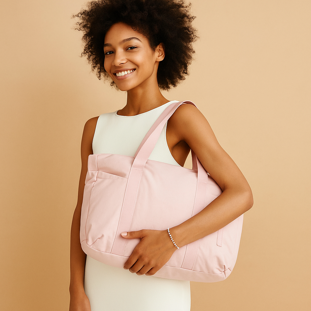 Stylish waterproof commuter tote bag for women with multiple compartments, perfect for work, gym, and daily essentials.